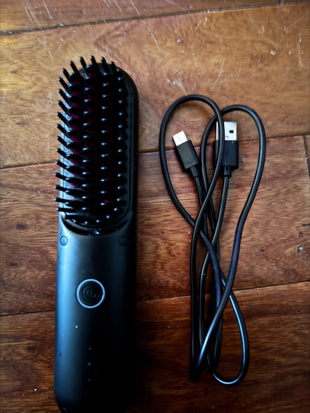 TYMO Black Heated Straightening Brush for Women - Portable USB Hair Styler